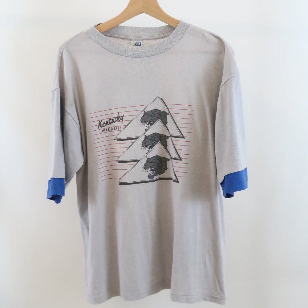 Vintage Kentucky Wildcats T-Shirt Gray Blue Size XL